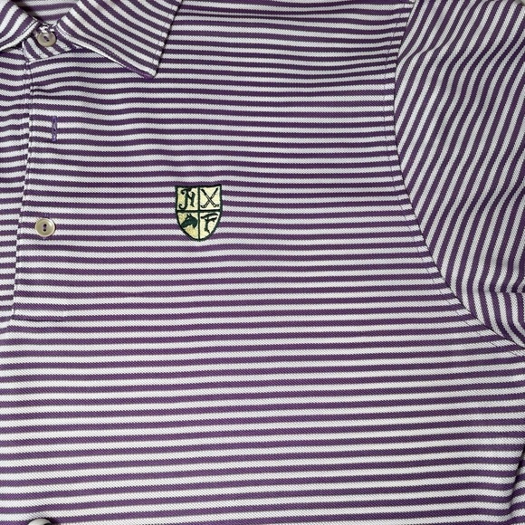 Peter Millar Large L Summer Comfort Golf Polo Shirt Hamilton Farm Purple Striped - Picture 4 of 16